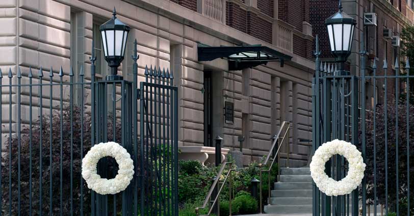 A photo of the gates leading to Faculty House