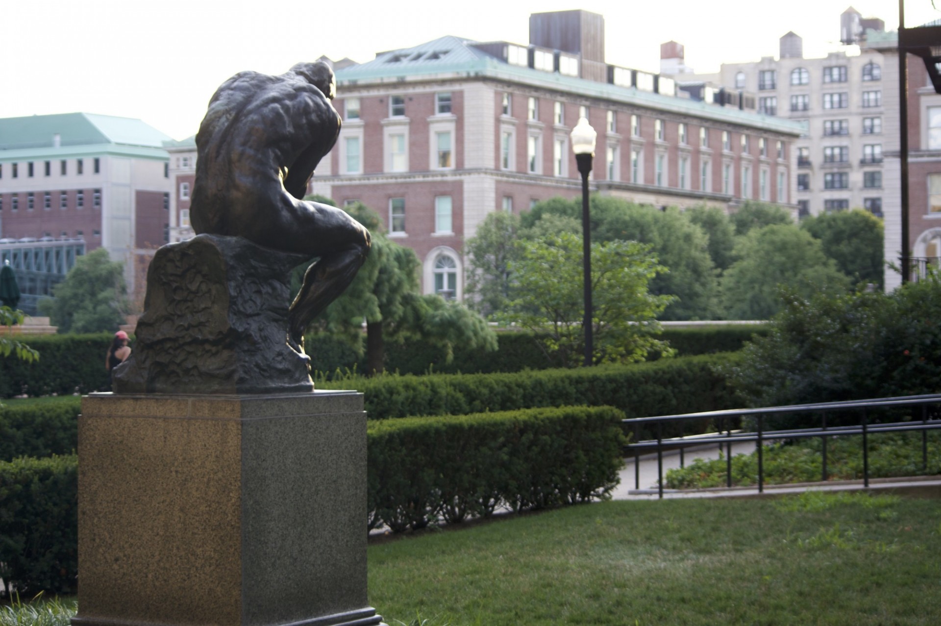 The Thinker sculpture by Rodin on Columbia's upper campus.