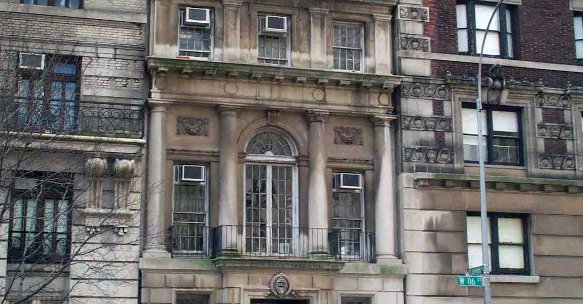 A shot of the exterior of Casa Hispanica of the second and third floors