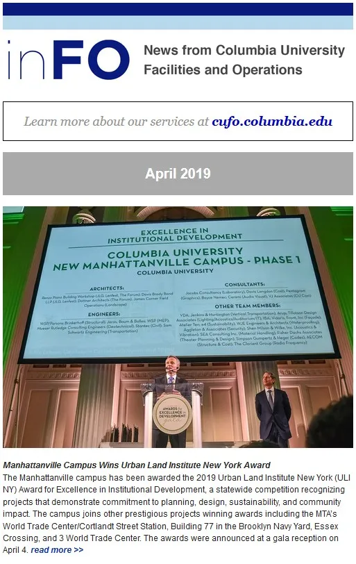 April 2019 cover of inFo e-newsletter
