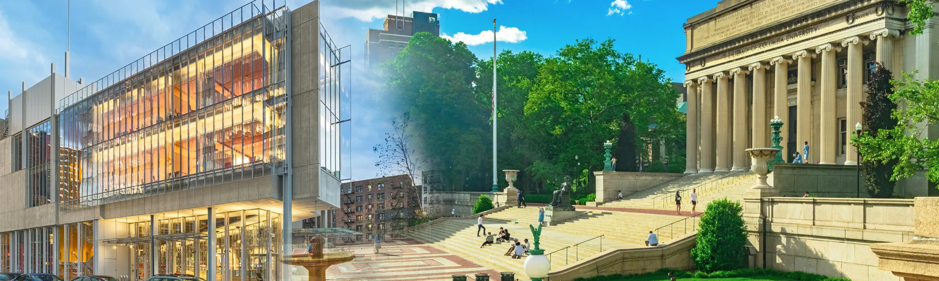 A collage of images showing the Morningside Heights and Manhattanville campuses.