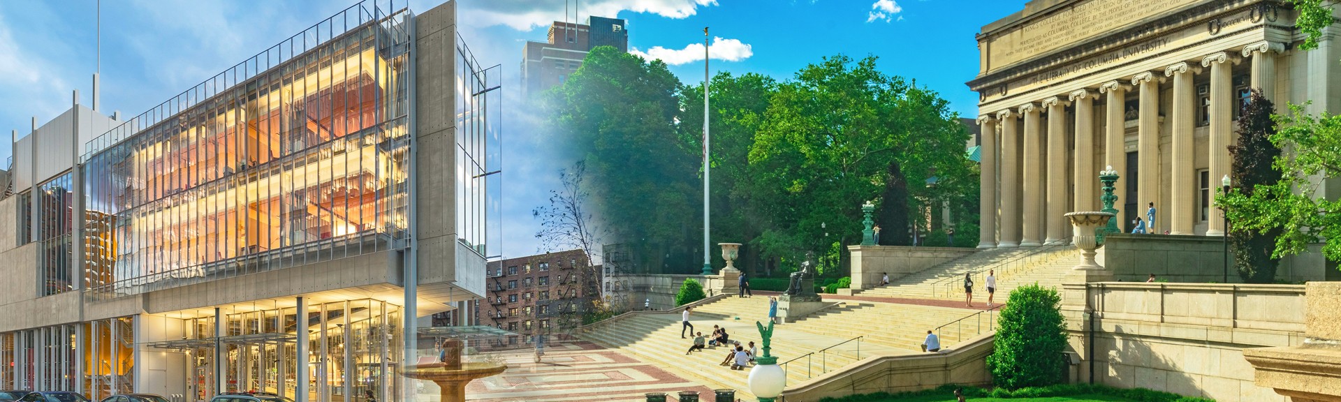 A collage of images showing the Morningside Heights and Manhattanville campuses.