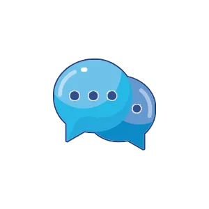 Graphic representing two talk bubbles. 
