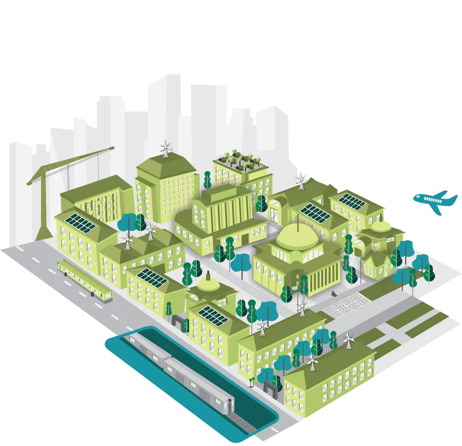 A graphic of a Green morningside campus