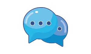 Graphic representing two talk bubbles. 